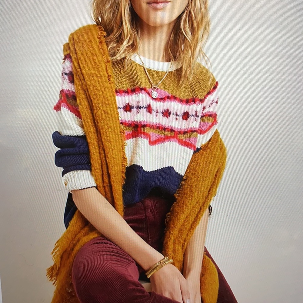Camellia Fair Isle Sweater Anthropologie Field Flower